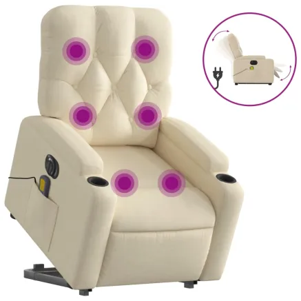 Fauteuil inclinable de massage électrique Crème Tissu 2