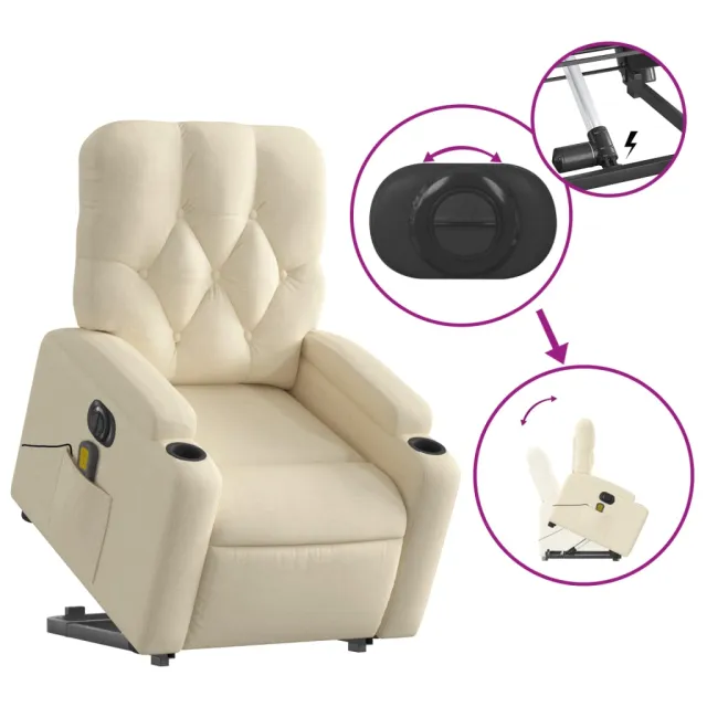 Fauteuil inclinable de massage électrique Crème Tissu
