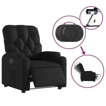 Fauteuil inclinable électrique Noir Similicuir