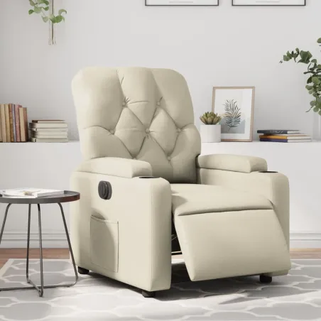Fauteuil inclinable électrique Crème Similicuir