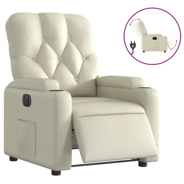 Fauteuil inclinable électrique Crème Similicuir