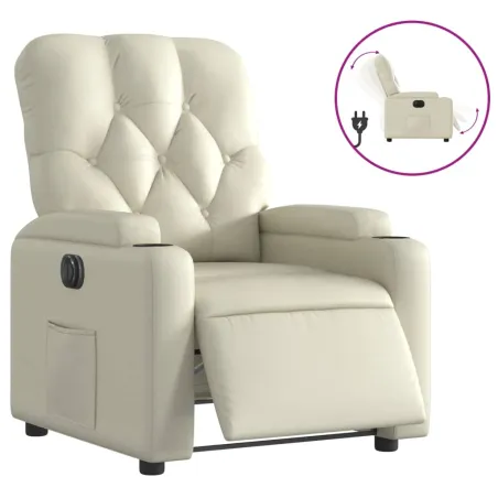 Fauteuil inclinable électrique Crème Similicuir