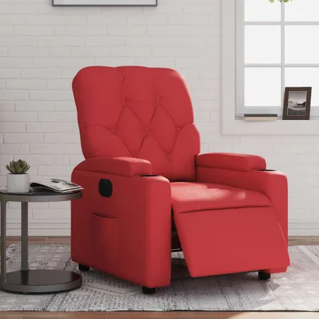Fauteuil inclinable électrique Rouge Similicuir