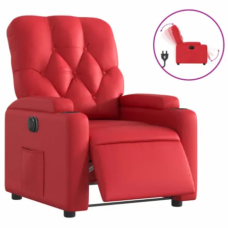Fauteuil inclinable électrique Rouge Similicuir