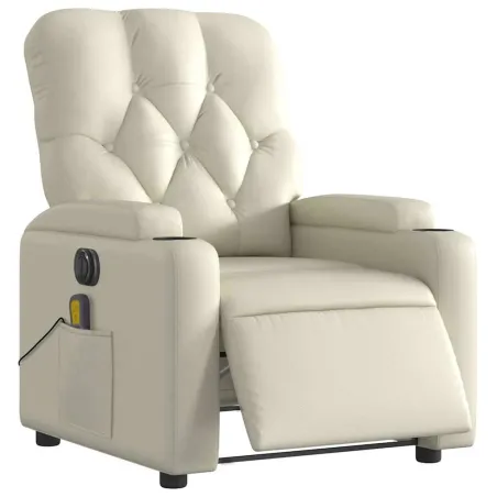 Fauteuil de massage inclinable électrique crème similicuir