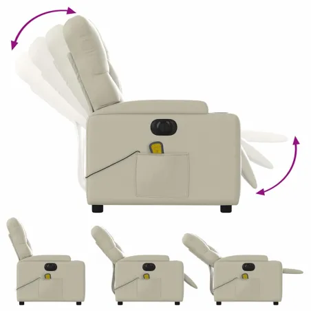 Fauteuil de massage inclinable électrique crème similicuir