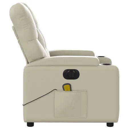 Fauteuil de massage inclinable électrique crème similicuir