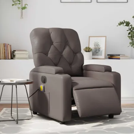 Fauteuil de massage inclinable électrique marron similicuir