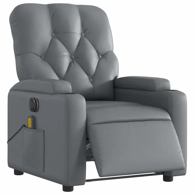 Fauteuil de massage inclinable électrique gris similicuir