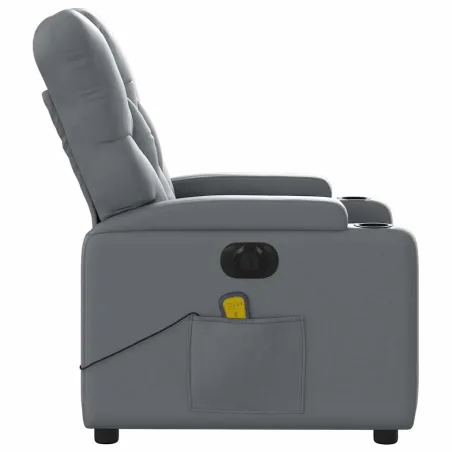 Fauteuil de massage inclinable électrique gris similicuir