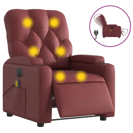 Fauteuil de massage inclinable électrique rouge bordeaux 2