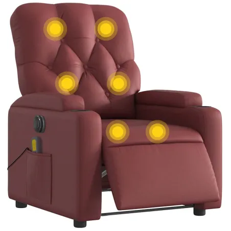 Fauteuil de massage inclinable électrique rouge bordeaux