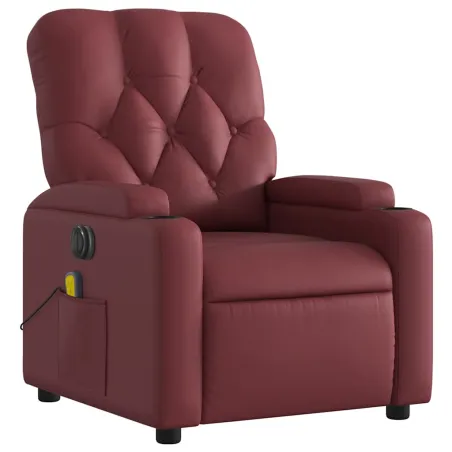 Fauteuil de massage inclinable électrique rouge bordeaux