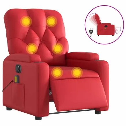 Fauteuil de massage inclinable électrique rouge similicuir 2