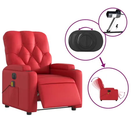 Fauteuil de massage inclinable électrique rouge similicuir