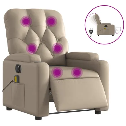 Fauteuil de massage inclinable électrique cappuccino similicuir 2