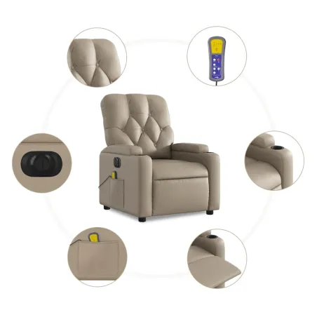 Fauteuil de massage inclinable électrique cappuccino similicuir