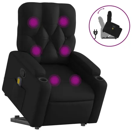 Fauteuil inclinable de massage Noir Similicuir 2