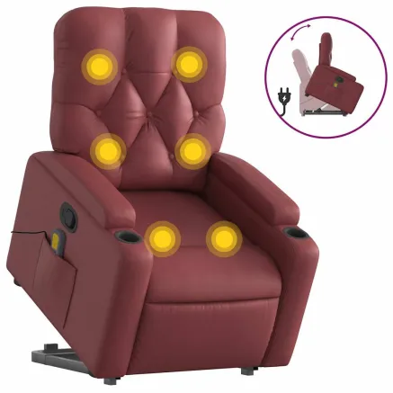 Fauteuil inclinable de massage Rouge bordeaux Similicuir 2
