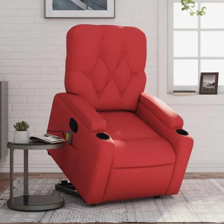 Fauteuil inclinable de massage Rouge Similicuir