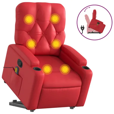 Fauteuil inclinable de massage Rouge Similicuir