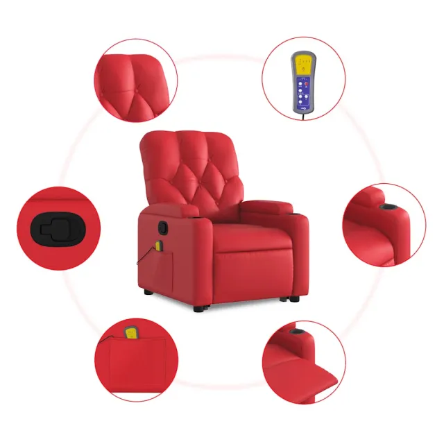 Fauteuil inclinable de massage Rouge Similicuir