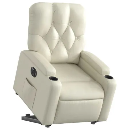 Fauteuil inclinable électrique crème similicuir