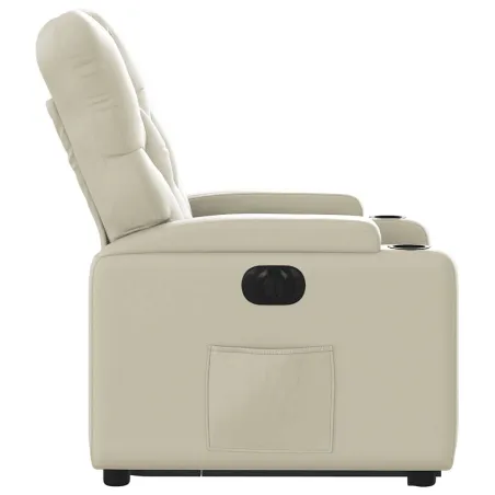 Fauteuil inclinable électrique crème similicuir