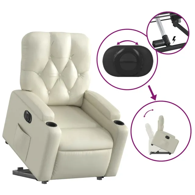 Fauteuil inclinable électrique crème similicuir
