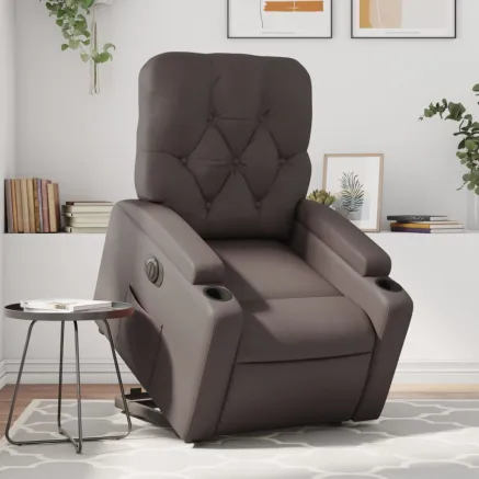 Fauteuil inclinable électrique marron similicuir