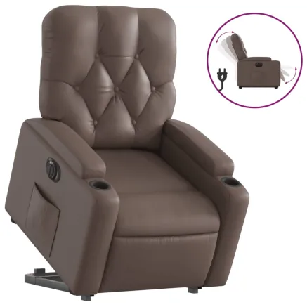 Fauteuil inclinable électrique marron similicuir 2