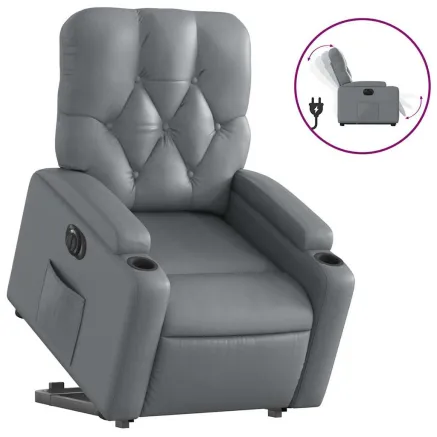Fauteuil inclinable électrique gris similicuir 2