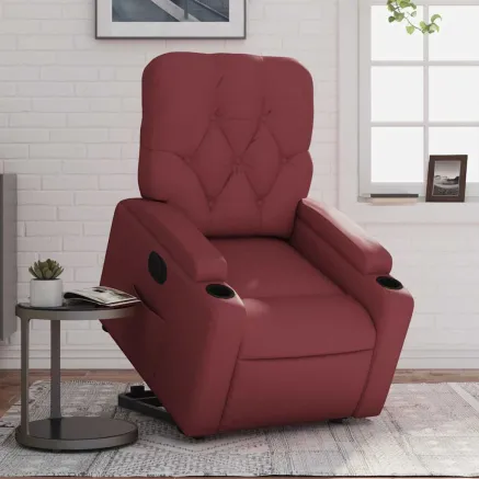 Fauteuil inclinable électrique rouge bordeaux similicuir