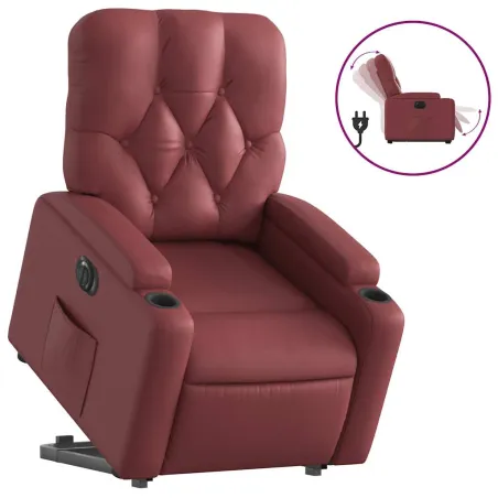 Fauteuil inclinable électrique rouge bordeaux similicuir
