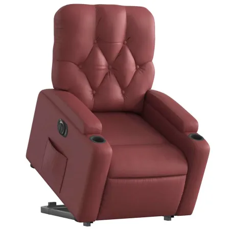 Fauteuil inclinable électrique rouge bordeaux similicuir