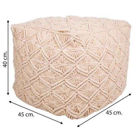 Puff Alexandra House Living Crema Poliestireno 45 x 40 x 45 cm 2
