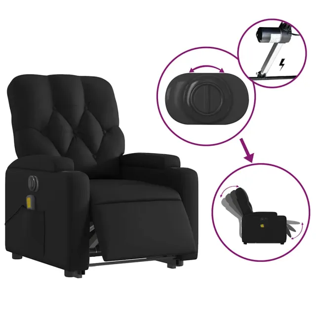 Fauteuil inclinable de massage électrique noir similicuir