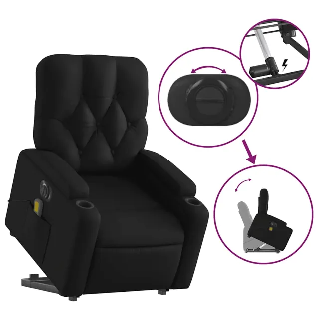 Fauteuil inclinable de massage électrique noir similicuir