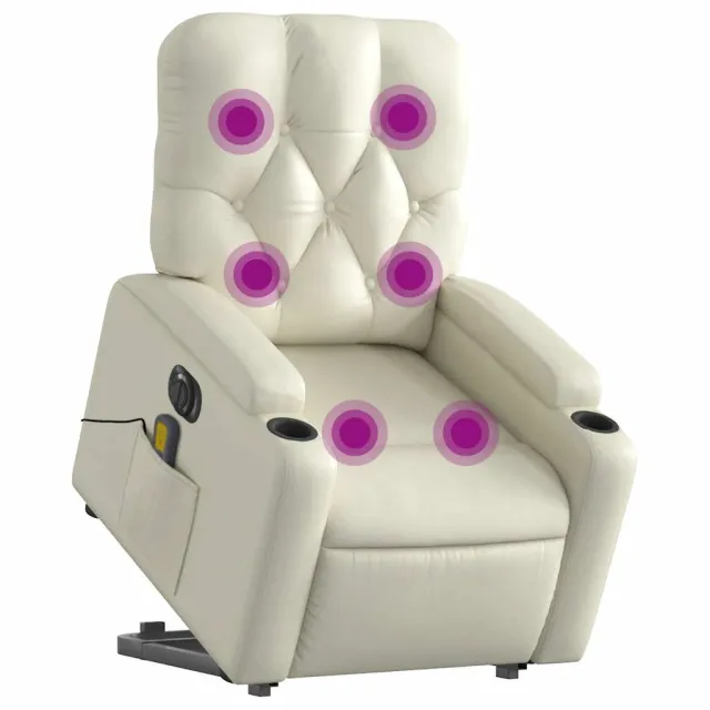 Fauteuil inclinable de massage électrique crème similicuir