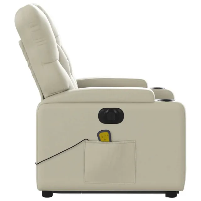 Fauteuil inclinable de massage électrique crème similicuir