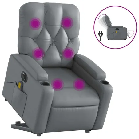 Fauteuil inclinable de massage électrique gris similicuir