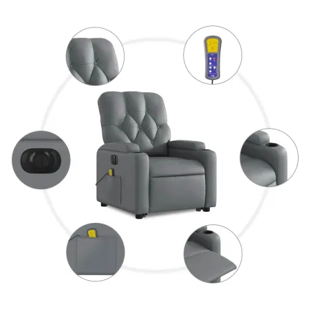 Fauteuil inclinable de massage électrique gris similicuir