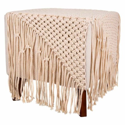 Sgabello Alexandra House Living Crema Bambù Spugna Legno MDF 45 x 45