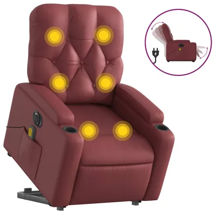 Fauteuil inclinable de massage électrique rouge bordeaux 2
