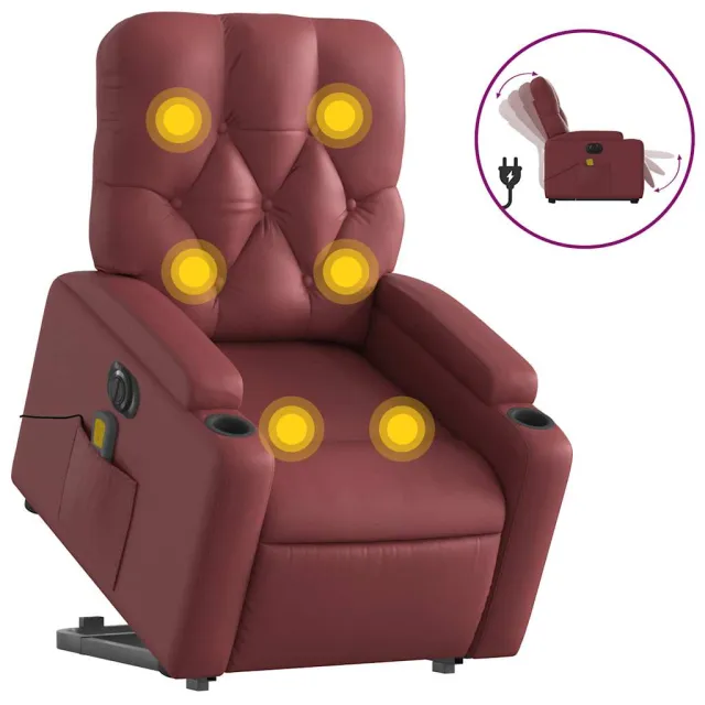 Fauteuil inclinable de massage électrique rouge bordeaux