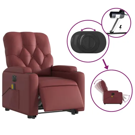 Fauteuil inclinable de massage électrique rouge bordeaux