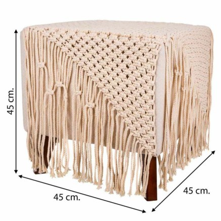 Sgabello Alexandra House Living Crema Bambù Spugna Legno MDF 45 x 45 2