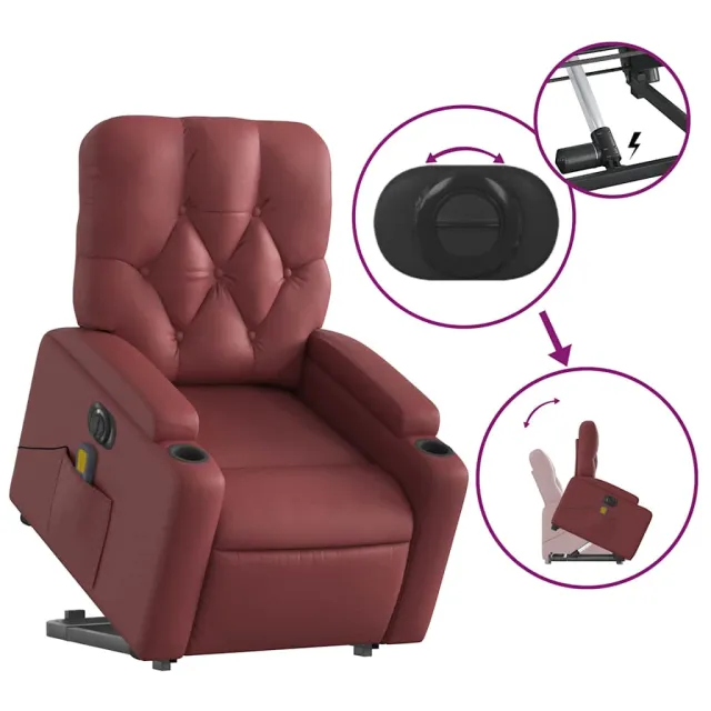 Fauteuil inclinable de massage électrique rouge bordeaux