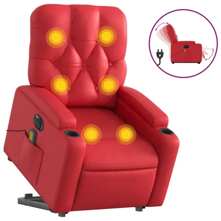 Fauteuil inclinable de massage électrique rouge similicuir 2