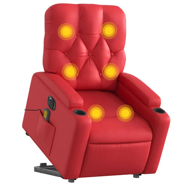 Fauteuil inclinable de massage électrique rouge similicuir